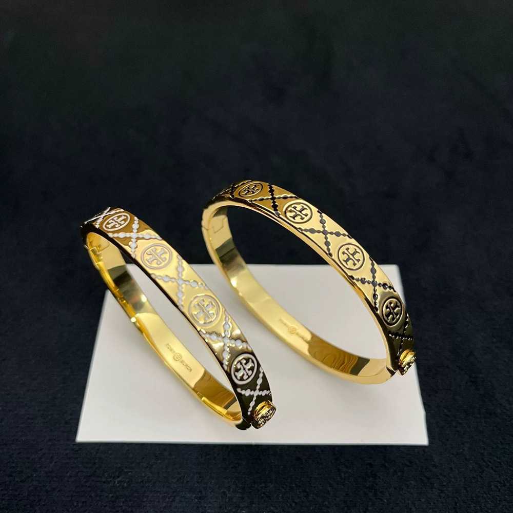 Tory Burch Enamel Inlay Openable Metal Bangle